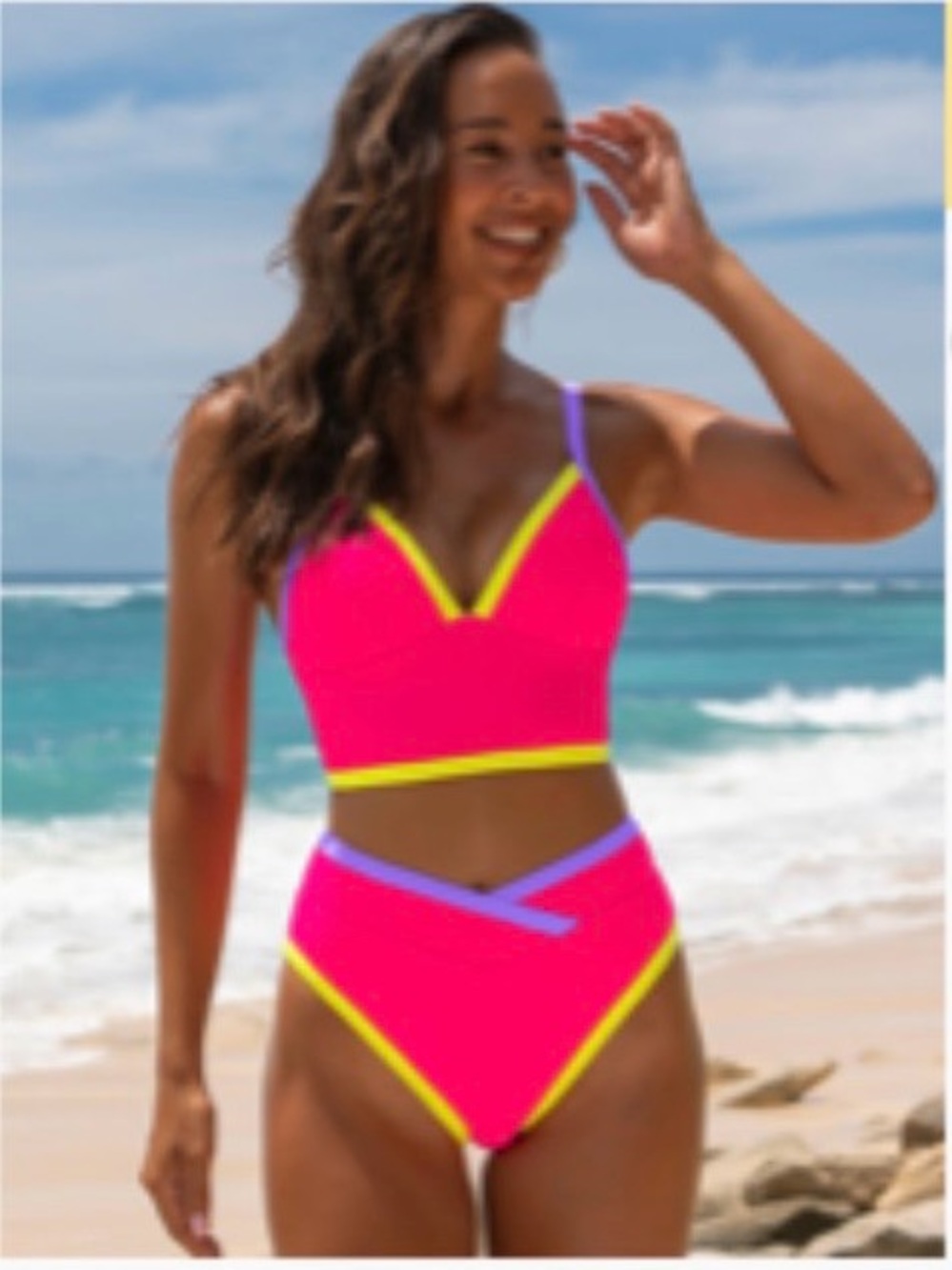 Popvil Color Block Patchwork Tankini (S)